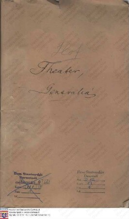 Hoftheater, Réglements und Ordres