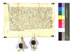 Kraft von Enslingen bekundet: Er verkaufte an Kunz Eberhart zu Buch um 122 Gulden rheinisch die Hube zu Talheim, Inhaber: Tochtermann des Wolke, Gült: 1 Pfund Heller, je 6 Scheffel Dinkel und Haber, 50 Eier, 9 Käse, 2 Herbsthühner, 1 Fastnachtshuhn - Dienst, Hauptrecht.