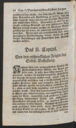 Das II. Capitel. Von den erschrecklichen Folgen der Selbst-Befleckung