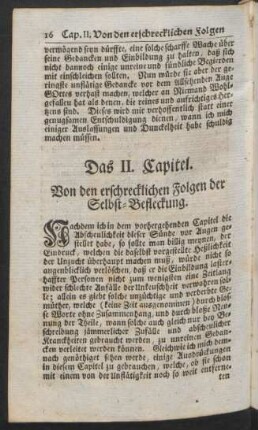 Das II. Capitel. Von den erschrecklichen Folgen der Selbst-Befleckung