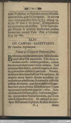 XLIV. DN. CASPARI SAGITTARIO. De Familia Nesenorum