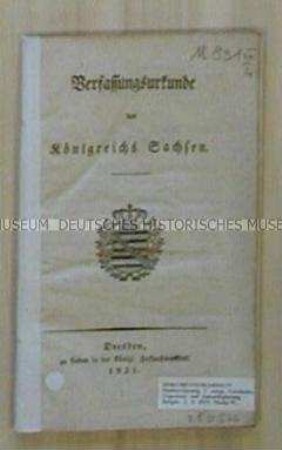Verfassungsurkunde für das Königreich Sachsen; Dresden, 4. Sept. 1831
