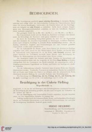 Bedingungen – Besichtigung in der Galerie Helbing