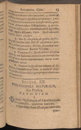 Sectio III. Philosophia naturalis, seu physica