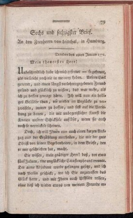 Sechs und sechzigster Brief. - Siebenzigster Brief.