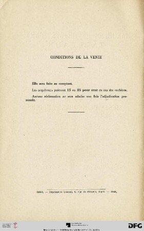 Conditions de la vente