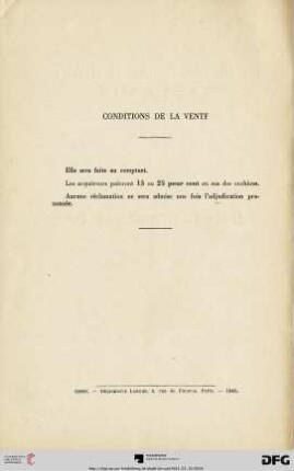 Conditions de la vente