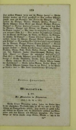 Dritter Haupttheil. Mineralien