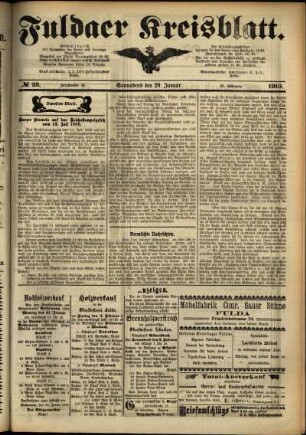 Zweite Ausgabe vom Samstag, den 29. Januar 1910.