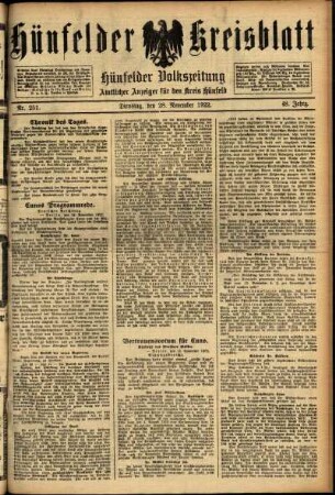 Ausgabe vom Dienstag, den 28. November 1922.
