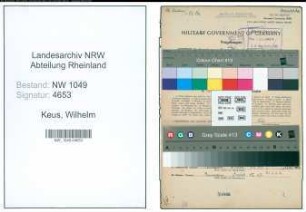 Entnazifizierung Wilhelm Keus , geb. 10.02.1911 (Arbeiter)