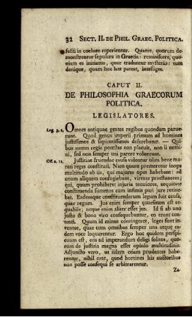Caput II. De Philosophia Graecorum Politica.