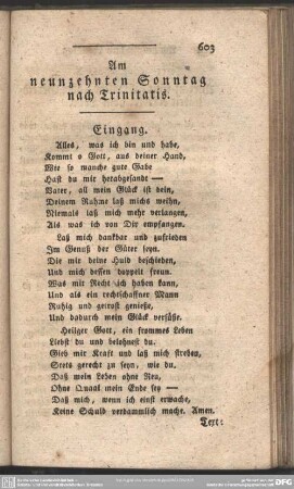 Am neunzehnten Sonntag nach Trinitatis
