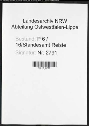 Sterberegister Standesamt Reiste