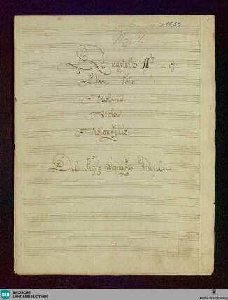Quartets. Arr - Don Mus.Ms. 1585 : ob, vl, vla, vlc; G; BenP 305