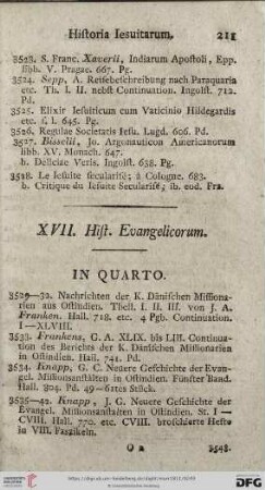 XVII. Hist. Evangelicorum
