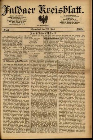 Erste Ausgabe vom Samstag, den 22. Juni 1895.