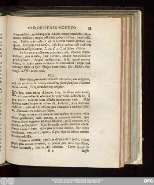 VIII. Uxor vidua, pro marito defuncto intercedens, non obligatur, ni si cum curatore, in iudicio, admonita, senatus consulto Velleiano renunciauerit, sed iusiurandum non exigitur.