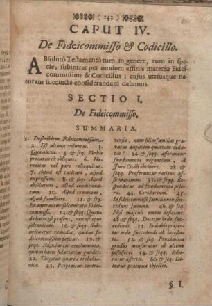 Sectio I. De Fideicommisso.