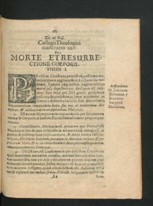 Disputatio XXIV. De Morte Et Resurrectione Corporis.