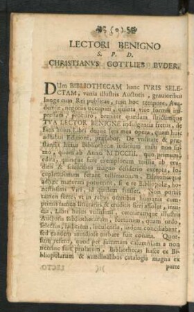 Lectori Benigno ... Christianus Gottllieb Buder