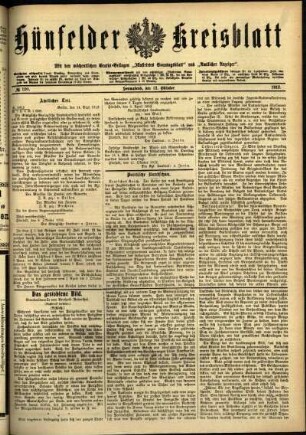 Ausgabe vom Samstag, den 12. Oktober 1912.