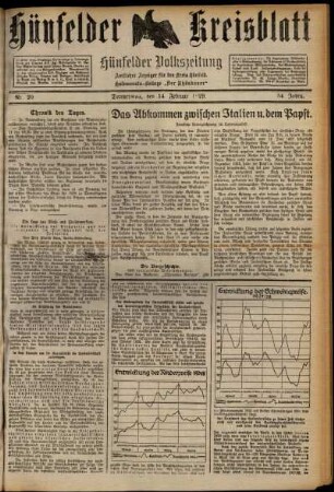 Ausgabe vom Donnerstag, den 14. Februar 1929.