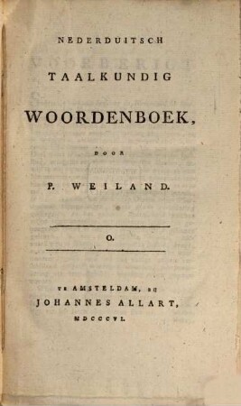 Nederduitsch taalkundig woordenboek, 6. O