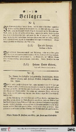 Beilagen zum ersten und zweiten Abschnitt