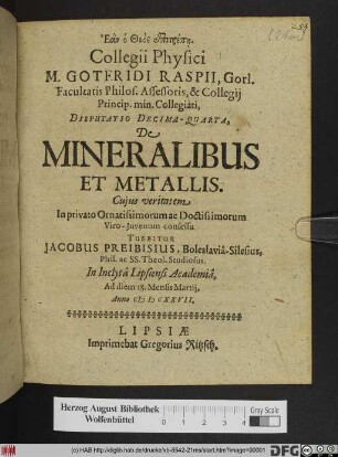 De Mineralibus Et Metallis