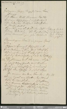 Notiz von August Wilhelm von Schlegel, o.O., ohne Datumsangabe