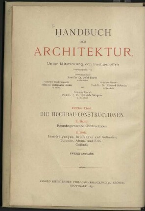 Einfriedungen, Brüstungen, Geländer, Balcone, Altane, Erker, Gesimse