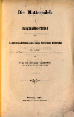 Die Muttermilch : Inauguraldissertation