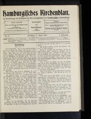 Nr. 15. Hamburg, 11. April 1909. 6. Jahrgang.