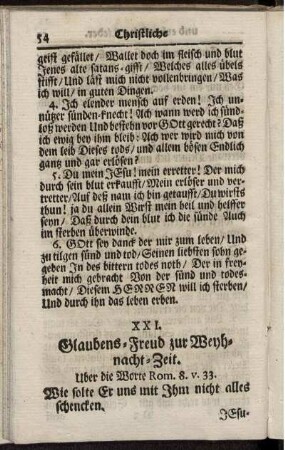 XXI. Glaubens-Freud zur Weyhnacht-Zeit.