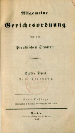 Theil 1: Prozeßordnung