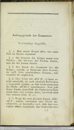 Anfangsgründe der Geometrie