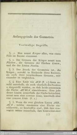 Anfangsgründe der Geometrie