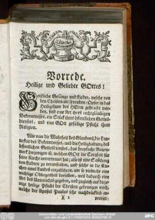 Vorrede. Heilige und Geliebte Gottes!