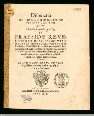 Disputatio De Coena Domini, Et De Persona Christi