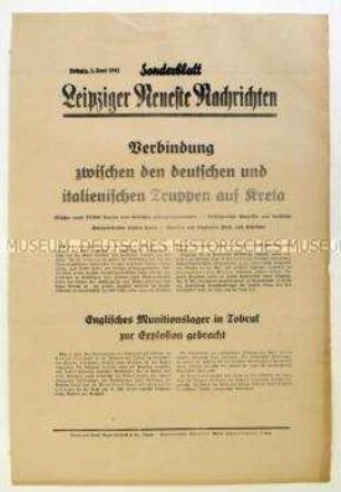 Sonderblatt der "Leipziger Neuesten Nachrichten" zu den Kämpfen deutscher und italienischer Truppen auf Kreta