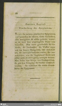 Zweites Kapitel. Eintheilung der Epigramme