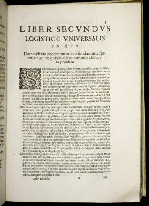 Liber Secundus Logisticae Universalis in Quo.