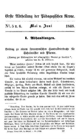 Beitrag zu einem synonymischen Handwörterbuche für Schulmeister und Pfarrer : Vortrag zur Stiftungsfeier des pädagogischen Vereins zu Saalfeld