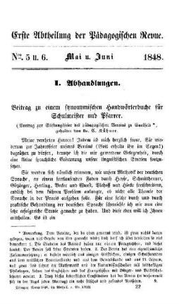 Beitrag zu einem synonymischen Handwörterbuche für Schulmeister und Pfarrer : Vortrag zur Stiftungsfeier des pädagogischen Vereins zu Saalfeld
