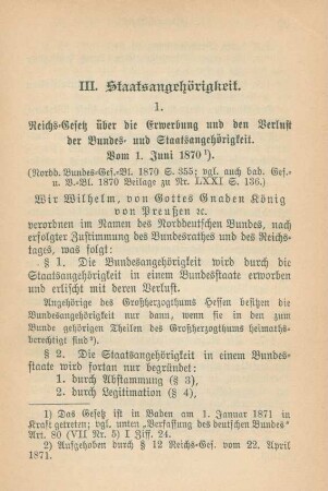III. Staatsangehörigkeit