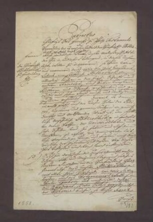 Extrakt aus Kurfürst Ottheinrichs Testament betreffend die Heidelberger Bibliothek.