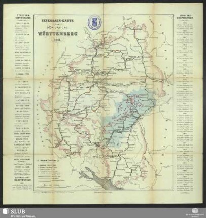 Eisenbahn-Karte vom Königreiche Württemberg 1881
