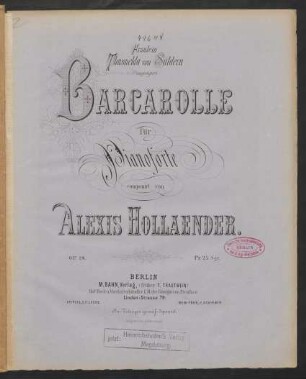 Barcarolle für Pianoforte op. 18