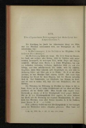 XVII. Die allgemeinen Bedingungen des Gedeihens der Lehrervereine.